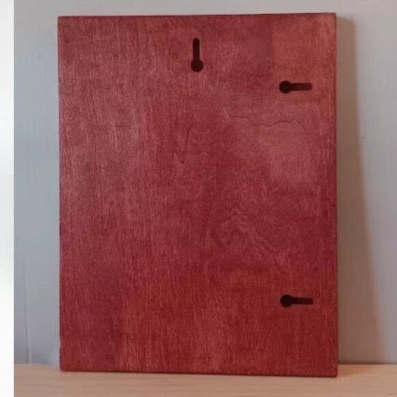 Original rose art on 10 x 13 x 1/4" wood stained barn red - Picture 2 of 2